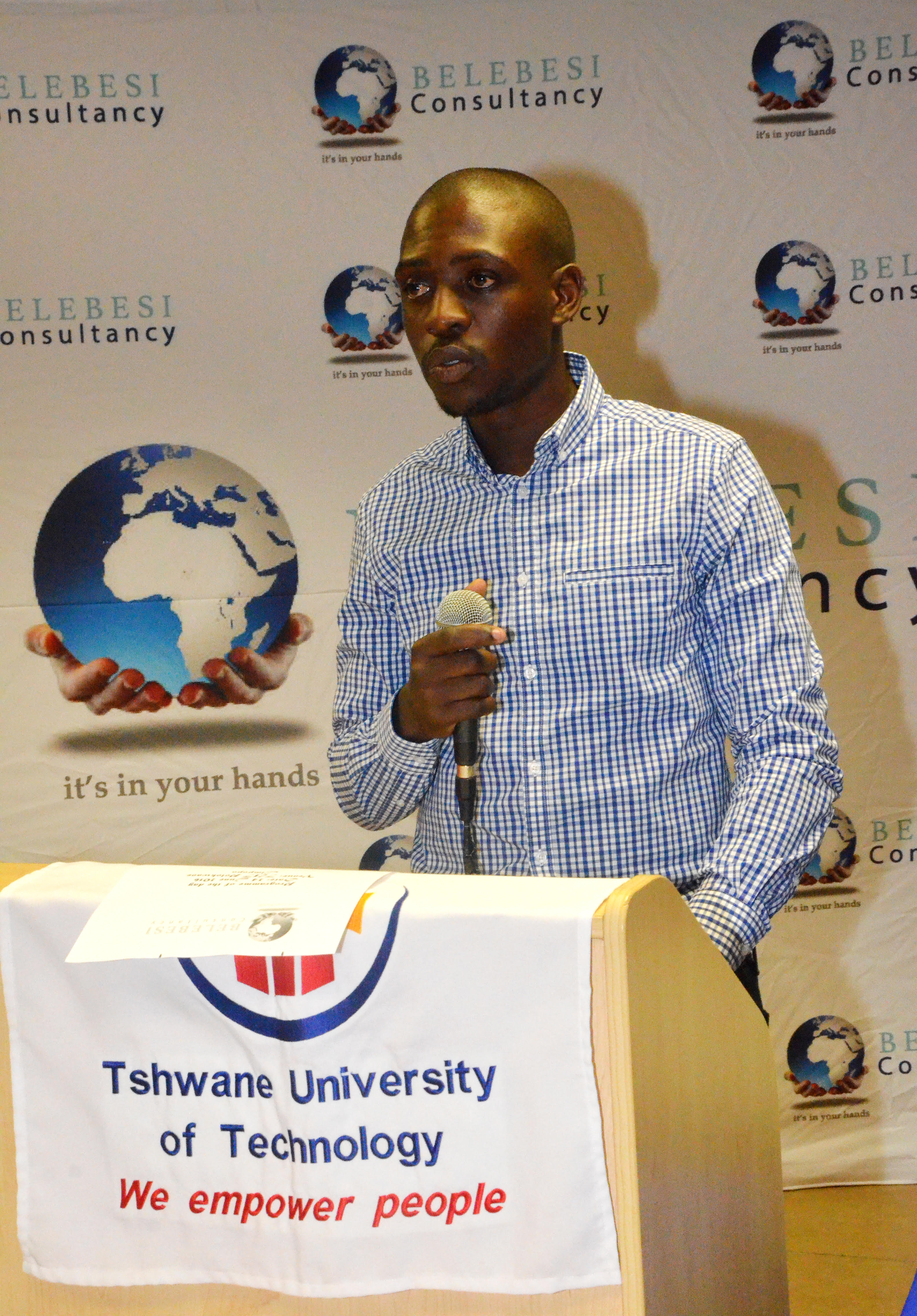 Mr Matimba Maimela (Head of Sports at TUT PLK) giving his speech at the Volunteers Certificate hand over Mr Matimba Maimela (Head of Sports at TUT PLK) giving his speech at the Volunteers Certificate hand over